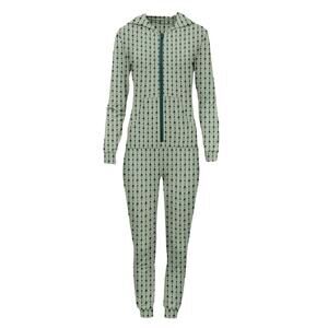 NWT! Kickee Adult XL Long Sleeve ONESIE Jumpsuit Hood Trees Pajamas Sage Green